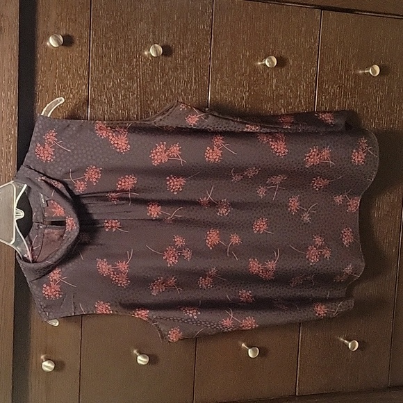 ANN TAYLOR Floral Dot Jacquard Mock Neck Top Sz XL - Picture 2 of 4